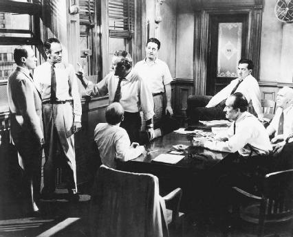 E. G. Marshall, Henry Fonda, Lee J. Cobb, Edward Binns, George Voskovec, Jack Klugman, and Joseph Sweeney in the 1957 film version of Twelve Angry Men