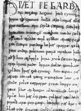 Manuscript page from Beowulf