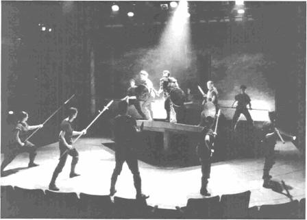 Battle scene in University of Washington theatre production (1998)