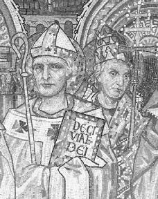 A mosaic of Augustine (left); he lived to become a devout and influential Christian, but in his Confessions he describes his youthful doubt and confusion. Reproduced by permission of the Corbis Corporation.