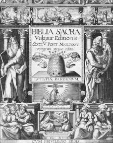The title page of the Vulgate Bible. The Council of Trent agreed that this version of the Bible should be the official Bible of the Catholic Church. Reproduced by permission of Mary Evans Picture Library.